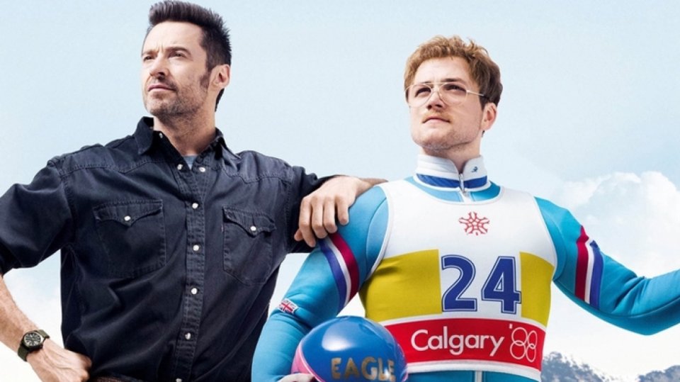 Hugh Jackman a Taron Egerton ve filmu Orel Eddie.